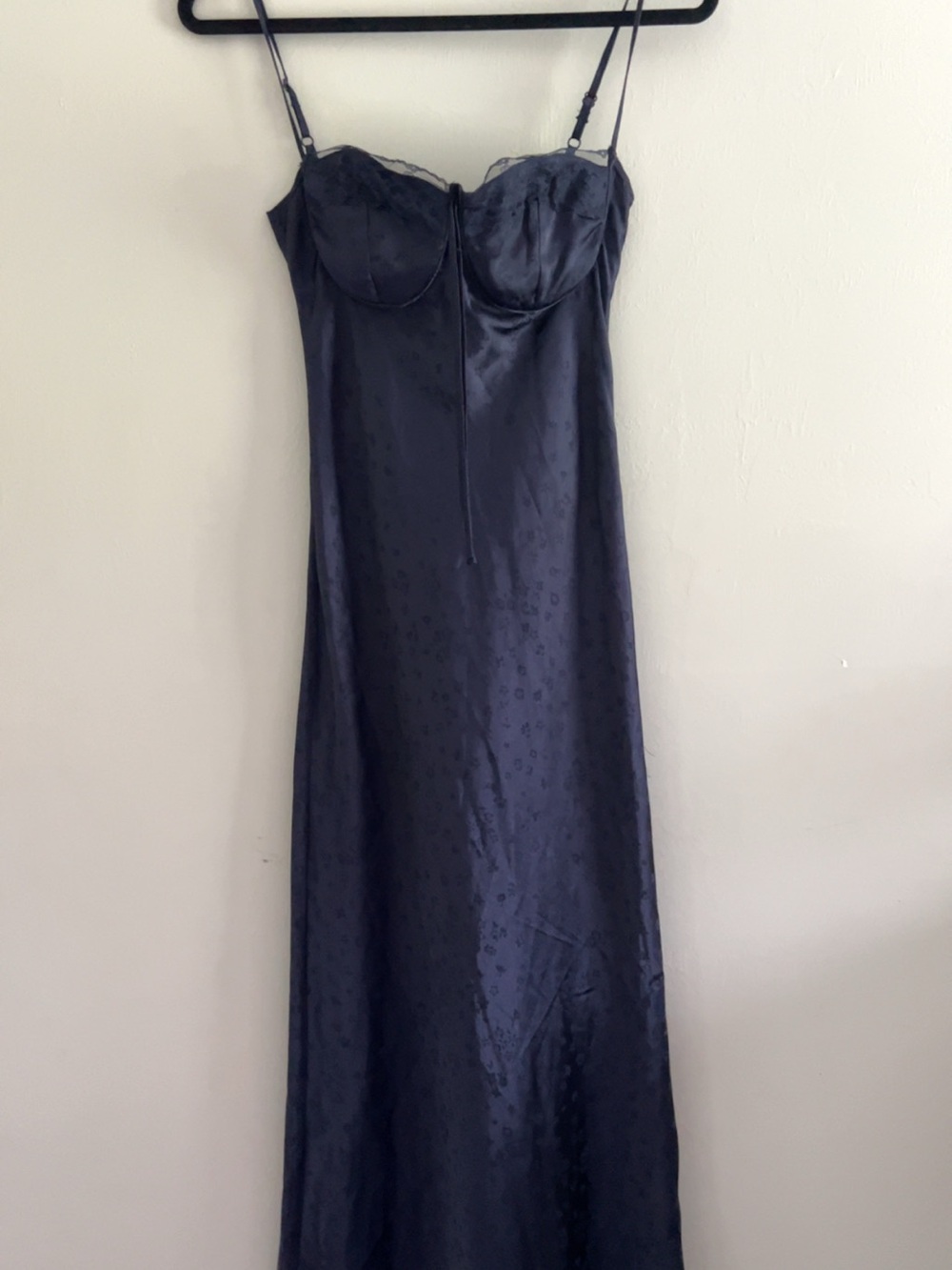 Satin Navy Maxi Slip Dress with Adjustable Straps